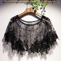 Women's Jackets Elegant Women Hollow Out Shawl Capes Europe And America Lady Lace Sequins Wrap Bolero Accessories Coat Princess Tops WZ2081