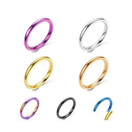 Band Rings 2Mm Stainless Steel Thin Ring Rose Gold Black For Women Men Minimalist Tail Jewellery Party Simple Fashion Gift Size 4 To 1 Dh5On