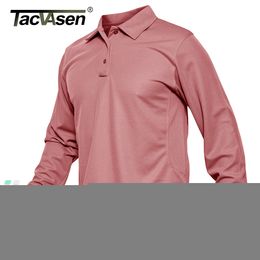 Men's Casual Shirts TACVASEN Summer Long Sleeve Performance Quick Drying Polos T-shirts Mens Tactical Shirt Golf Team Work Shirts Jersey Casual Tops 230303