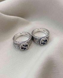Bandringe S925 Silbertotem verwendet Sterling Silber Ring Personalisiertes Modepaar Paar Ring für Freundin exklusives Design Jewel8799258