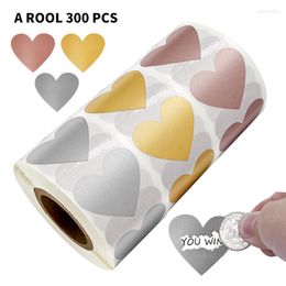 Gift Wrap 300pcs/roll Heart Shape Scratch Off Stickers Rose Gold Label DIY Make Your Own Surprise Decoration Game Party Activity 2023