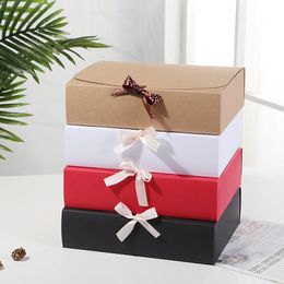 31x24.5x8cm Large Gift Box White Black Red Craft Box Large kraft Box For Candy Wedding Birthday Gift Paper Boxes With Ribbon LX3924