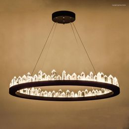 Pendant Lamps Modern Remote Crystal LED Lights Gold Black Industrial Lamp For El Villa Exhibition Hall Art Decoration