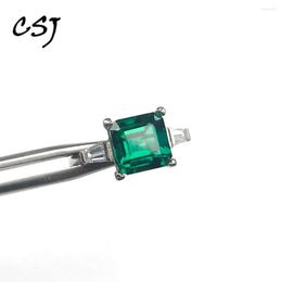 Cluster Rings CSJ Trendy Lab Grown Emerald Ring Sterling 925 Silver Gemstone 8mm For Women Lady Engagement Milgrain Party Gift