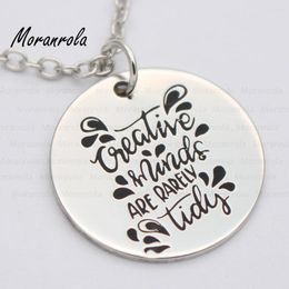 Pendant Necklaces Arried " Creative Minds Are Rarely Tidy"Copper Necklace &Keychain Charm Inspirational Jewelry Funny Sayings