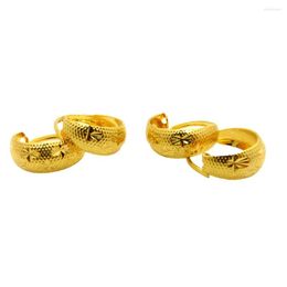 Hoop Earrings 2pairs Star Carved Classic Huggie Yellow Gold Filled Womens