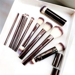 Makeup Tools Hourglass Makeup Brushes Set - 10-pcs Powder Blush Eyeshadow Crease Concealer eyeLiner Smudger Metal Handle Brushes 230306
