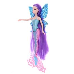 Dolls 30cm Modern Girl Magical Mermaid Doll with Wing Kids Birthday Gift Children Pretend Play Toy Cake Toppers 230303