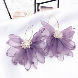 Dangle Earrings Kakaboom Women's Big Flowers Lace Crystal Exaggerated Drop For Wedding Lovely Beautiful Fairy Stylish Delicate