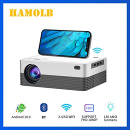 Projectors HAMOLB HA1 smart tv mini Portable Projector HD 1080P homeTheater Mini Smart home projector Android 100 projector R230306