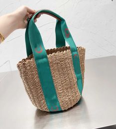Three Colours Beach Bags Straw Weavn Basket Square Totes Handbag Letters Women Luxury Designer For Seaside 230306
