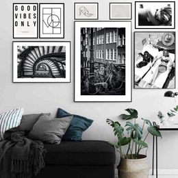 Wall Stickers Self-adhesive Pography Poster Art Black And White Europe Vintage Landscape Figure Print Home Decor