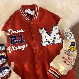 Men's Jackets American Retro Letter Embroidered Jackets Coat Men Y2K Street Hip Hop Trend Baseball Uniform Couple Casual Loose Jacket 230303