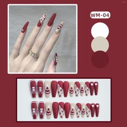 False Nails 3D Christmas Fake Set Press On Faux Ongles Long French Coffin Tips DIY Manicure Decoration Acrylic Nail Kit