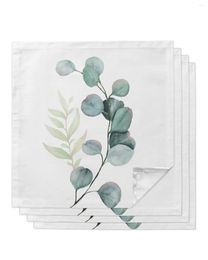 Table Napkin Plant Leaves Green White 4/6/8pcs Napkins Restaurant Dinner Wedding Banquet Decor Cloth Supplies Party Decoration