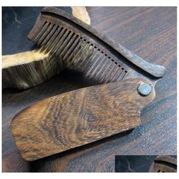 Hair Brushes Wooden Folding Comb Antistatic Combs Portable Styling Hairdressing Brush Combing Drop Delivery Products Care Dh28M