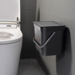 Waste Bins Wall Mounted Bathroom Trash Can with Lid Dustbin Nodic Style Hanging Toilet Bucket Garbage Bin Waste Bins 230303