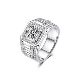 Wedding Rings LESF 925 Sterling Silver Plating Platinum Colour Full 1 Carat Men Jewellery 230303