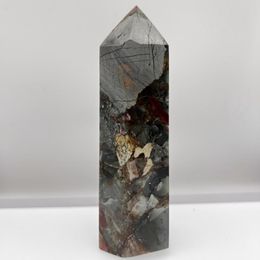 Decorative Figurines Large Size Dragon Blood Stone Natural Quartz Tower Crystal Point House Furnishings And Decor Bloodstone Minerals Pieces