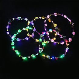 Flashing LED Hairbands strings Glow Flower Crown Headbands Light Party Rave Floral Garland Luminous Decorative Wreath