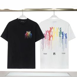 Men's T-shirts T-shirts Fashion Letter Drip Collage Print Tshirts Designer Streetwear Tee Summer Short Sleeve S-4xl