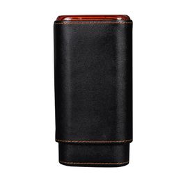 Cigar Gadget Case Leather Cigar Travel Case Pocket Cedar Wood Cigar Humidor Holder W/ow Cigars Cutter Gift Box