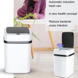 Waste Bins Smart Trash Can Automatic Infrared Sensor Toilet Rubbish Bin Waste Garbage Household Living Room Dustbin with Button Switch 230306