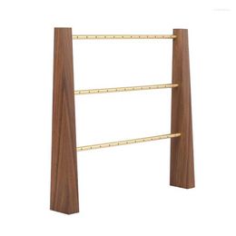 Jewelry Pouches 3 Tier Organizer Stand Modern Wood Holder And Display Tabletop Storage Rack For Necklaces Bracelets Earr