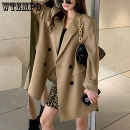 Women's Suits Blazers Full Sleeve Black Women Blazer Office Lady Solid Suit Blazers Work Female Clothing Jackets Work Clothing Coat Winter Autumn 230306