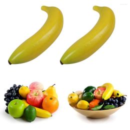 Party Decoration 2pcs 17cmx4cm Simulation Banana Plastic Fake Artificial Simulated Fruit Model For Display Decor Kitchen Table Bowl