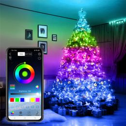 Christmas Decorations Year's Garland USB Bluetooth LED RGB Light String Smart Phone APP Music Decoration Noel Cristmas 2023Christmas