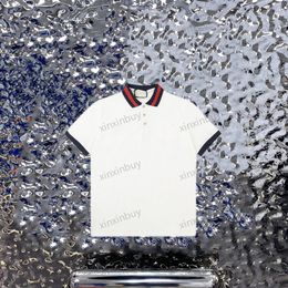 xinxinbuy Men designer Tee t shirt 23ss Paris Strip collar Pocket embroidery short sleeve cotton women Black White khaki S-XL
