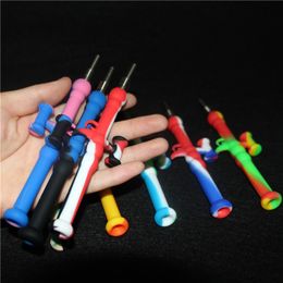 smoking pipes Silicone NC with Stainless Steel Straw Oil Rigs glass pipe dab rig