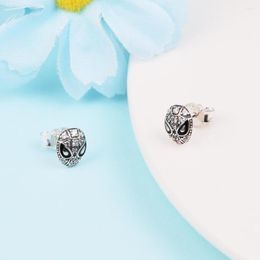 Stud Earrings Genuine 925 Sterling Silver Mask Pave For Women Clear CZ Ear Fashion Jewellery Brincos