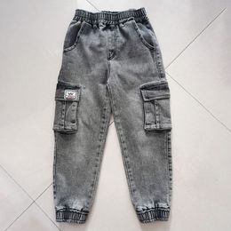 Jeans Boys Slant Pocket Jogger Jeans Baggy Harem Streetwear Teen Outdoor Casual Cargo Pants for Kids 6 7 8 9 10 12 13 14 Year Trousers 230306