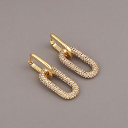 Hoop Huggie Exaggeration Geometric Micro Pave Tiny Drop Earrings Luxury Gold Color Cuba Piercing Ear Ring For Women Statement Jewelry 230306