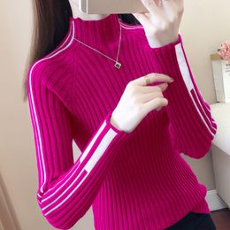 Women's Sweaters Fashion Turtleneck Knitted Spliced Loose Korean Sweater Women's Clothing Autumn Casual Pullovers All-match Commute Tops 230306