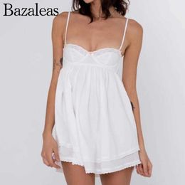 Casual Dresses women's white lace up sexy beach party dresses Sweetheart Neckline Cami Mini Dress spaghetti strap Z0216