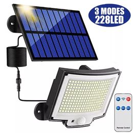 106/308LED Solar Flood Lights Outdoor Sunlight PIR Motion Sensor 1/3Mode Waterproof Street Wall Lamp For Garden Fence Street Decoration