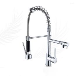 Kitchen Faucets MTTUZK Brass Faucet 360 Ronating Sink Tap Cold And Mixer Double Outlet Spring