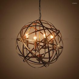 Pendant Lamps American Retro Industrial Wind Cafe Iron Ball 4 E14 Bulb Chandeliers Europeab Loft Creative Home Deco Living Room Pen