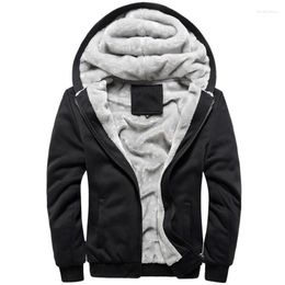 Men's Hoodies Winter Fleece Thermal Hoodie Sweatshirt For Men Casual Slim Thick Warm Windbreaker Jacket Plus Velvet Hooded Coats Homem