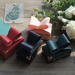 Gift Wrap Gold 10pcs Bow Paper Box As Soap Cookie Candy Little Gift Packaging Christmas Wedding Favors Gifts Decoration 230306