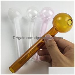 Smoking Pipes 7.3 Inch Glass Oil Burner Pipe Big Colorf With White Pink Brown Clear Thick Pyrex Drop Delivery Home Garden Household Dhhjp