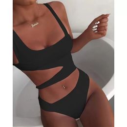 Seksi Siyah Tek Parça Mayo Kadınlar Mayo Cut Out Mayo Şınav Plaj Kıyafeti Yüzme Suit Kadınlar İçin
