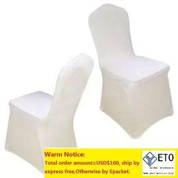 100 pcs Universal White Polyester Spandex Wedding Chair Covers for Weddings Banquet Folding Hotel Decoration Decor Wholesale