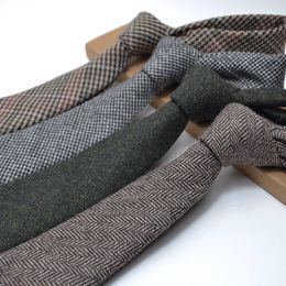 Bow Ties Style Wool Viscose Tie 6cm Ties Fluffy Solid Color Corbata Slim Striped Necktie Cravat Clothing Accessories Warm Dot Ties 230306