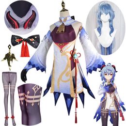 Anime Costumes Genshin Impact Ganyu Cosplay Come Wig Anime Game Genshin Gan Yu Cosplay Sexy Outfit Halloween Party Comes for Women Girl Z0301