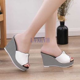 Sandals Summer Wedges Sandals High Heels Beac Platform Stripe Pearl Sandals Flip Flops Women Shoes Sandalias Mujer Shoes Z0306