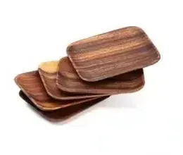 Wood Fruit Plates Rectangular Tray Dried Wood Trays Snack Candy Cake Holder Wooden Storage Dishes Kitchen Tool